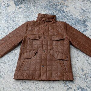 brown leather jacket